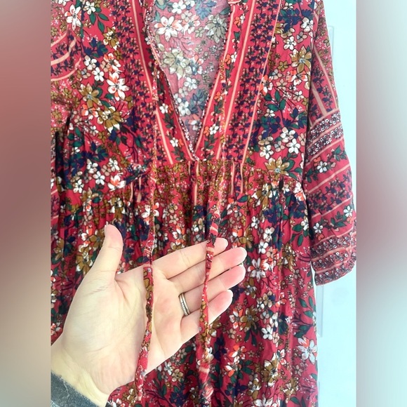 Jodifl V-neck Floral Midi Dress 3/4 Sleeve Side Skirs Bohemian Size Large - Picture 2 of 9